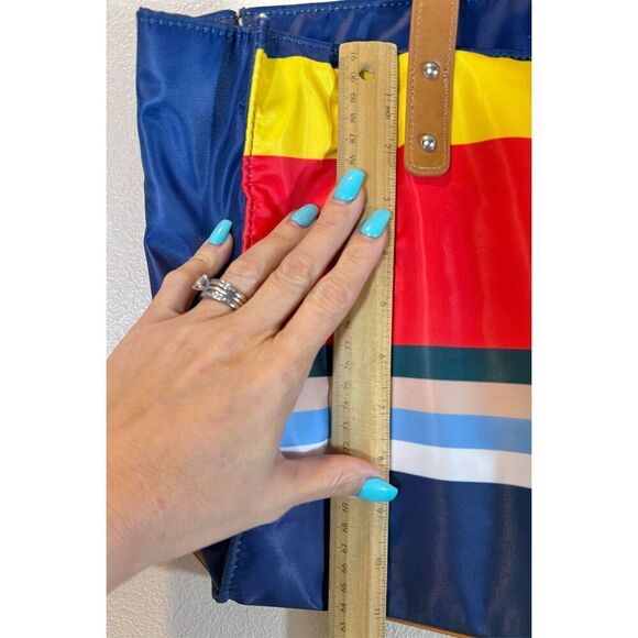 Giani Bernini Nylon Foldable Packable Striped Print Travel Tote Shoulder Bag - Picture 12 of 16